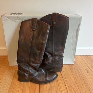 Frye Melissa Button Boot - Dark Brown - Size 6.5